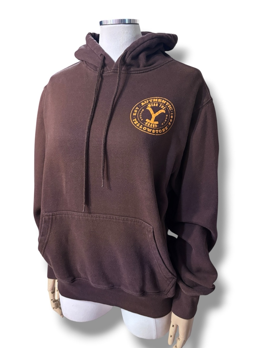 YELLOWSTONE Brown Graphic Hoodie Size Small Limited Run for Crew